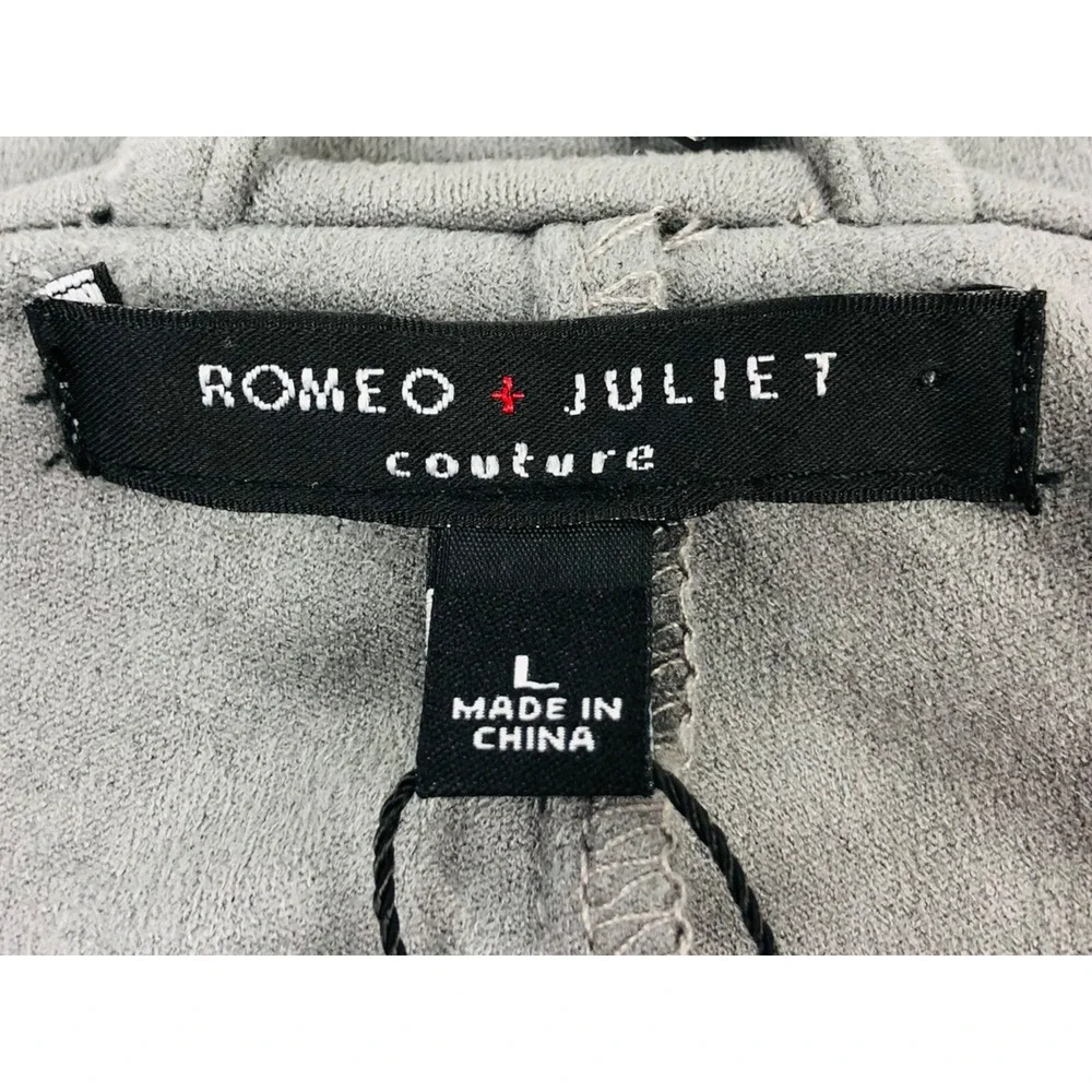 Romeo & Juliet Couture Womens Large Gray Polyester Faux Suede Open NWT $155